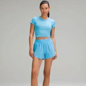 lululemon fast and free reflective high rise classic fit short 3” kayak blue, 2